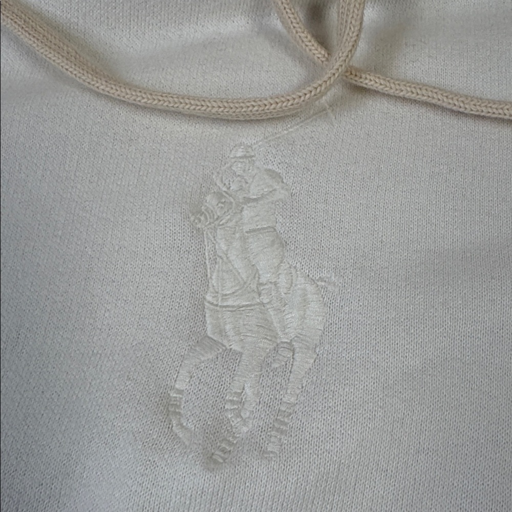 Polo Ralph Lauren Cream Embroidered Big Pony Logo Hoodie – Men’s XL - Picture 4 of 12